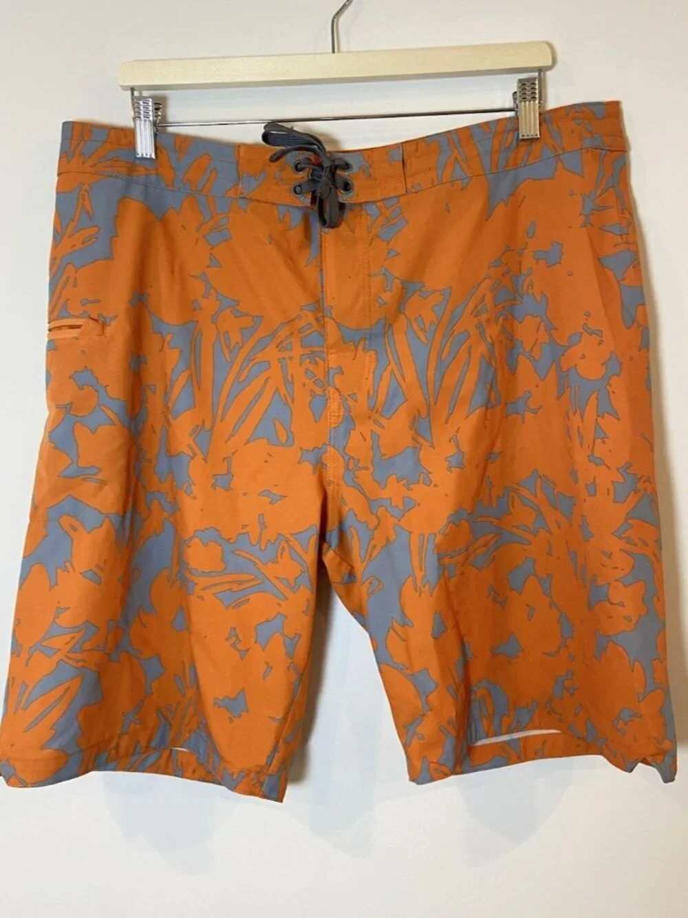 Men's Prana Board Shorts Athletic Swim Orange Gray Size 36
